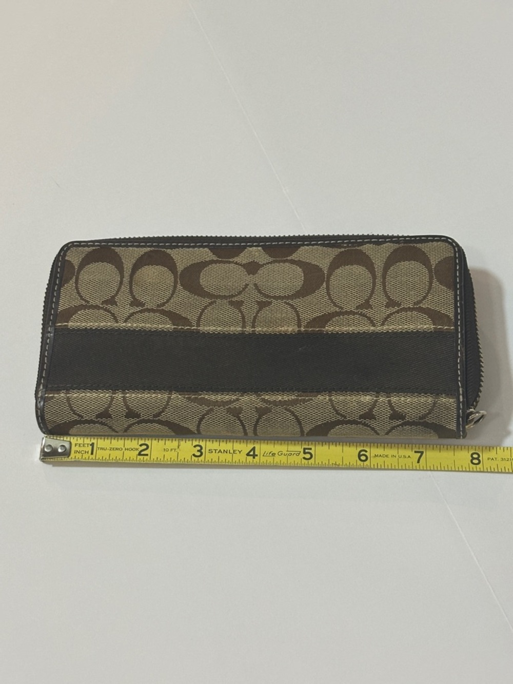 Coach Vintage Y2K Signature Zip Around Wallet Brown Khaki Tan Canvas Leather - Picture 11 of 12
